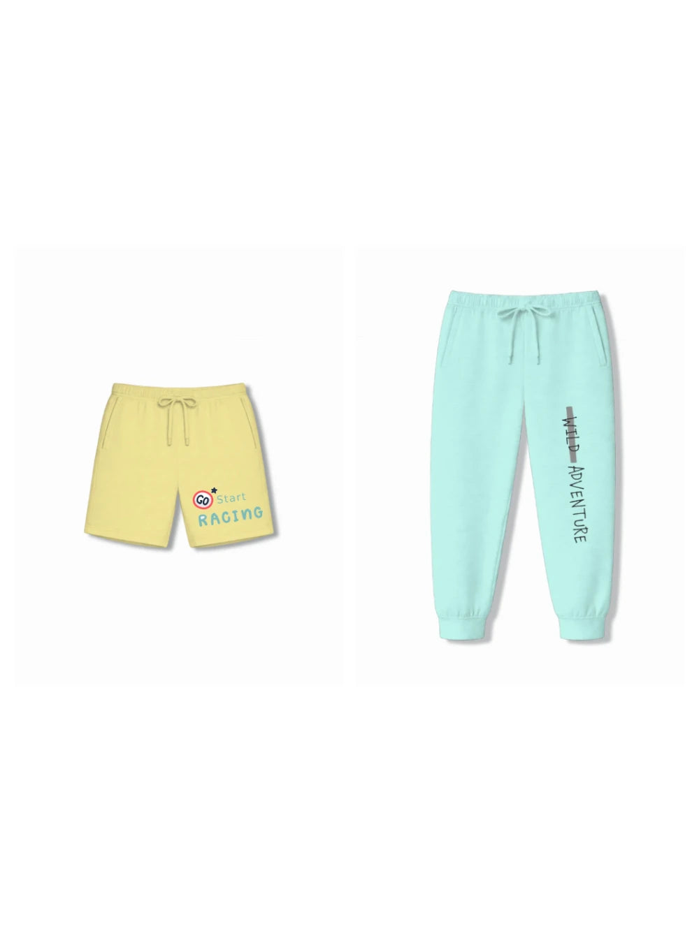 Bambify Kids Bottom 2 Piece Set F1 Racing & Wild Adventure Yellow & Light Blue 5-6 Years bamboo cotton kids clothing India