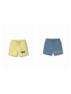 Bambify Kids Bottom 2 Piece Set Eurasia & Born to Ride Yellow & Dusty Blue 3-4 Years bamboo cotton kids clothing India
