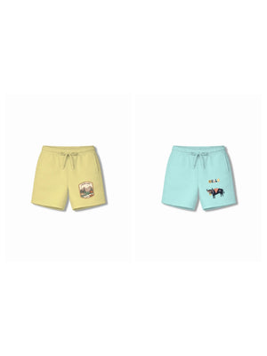 Bambify Kids Bottom 2 Piece Set Urban Style & Eurasia Yellow & Light Blue 5-6 Years bamboo cotton kids clothing India