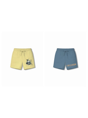 Bambify Kids Bottom 2 Piece Set Super Fast & Born to Ride Yellow & Dusty Blue 7-8 Years bamboo cotton kids clothing India