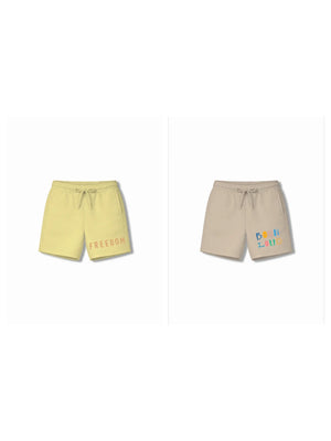 Born to Ride Yellow & Dusty Blue Low Shoulder Shorts Set Size 7-8 Years Bamboo Cotton ‚ Bambify India