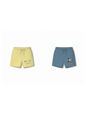 Noise Yellow & Dusty Blue Drop Shoulder Shorts Set Size 7-8 Years Bamboo Cotton ‚ Bambify India