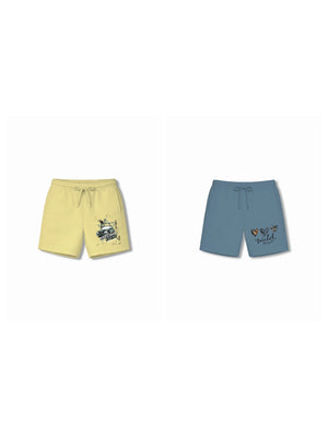 Bambify Kids Bottom 2 Piece Set Super Fast & The Lion Yellow & Dusty Blue 5-6 Years bamboo cotton kids clothing India