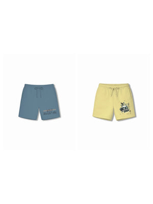 Wild Adventure Light Blue & Dusty Blue Kids Tshirt & Shorts Set Size 7-8 Bamboo Cotton ‚ Bambify India