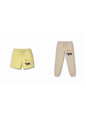 Eurasia Yellow & Dusty Blue Drop Shoulder T-shirt & Shorts Set Size 7-8 Years Bamboo Cotton ‚ Bambify India