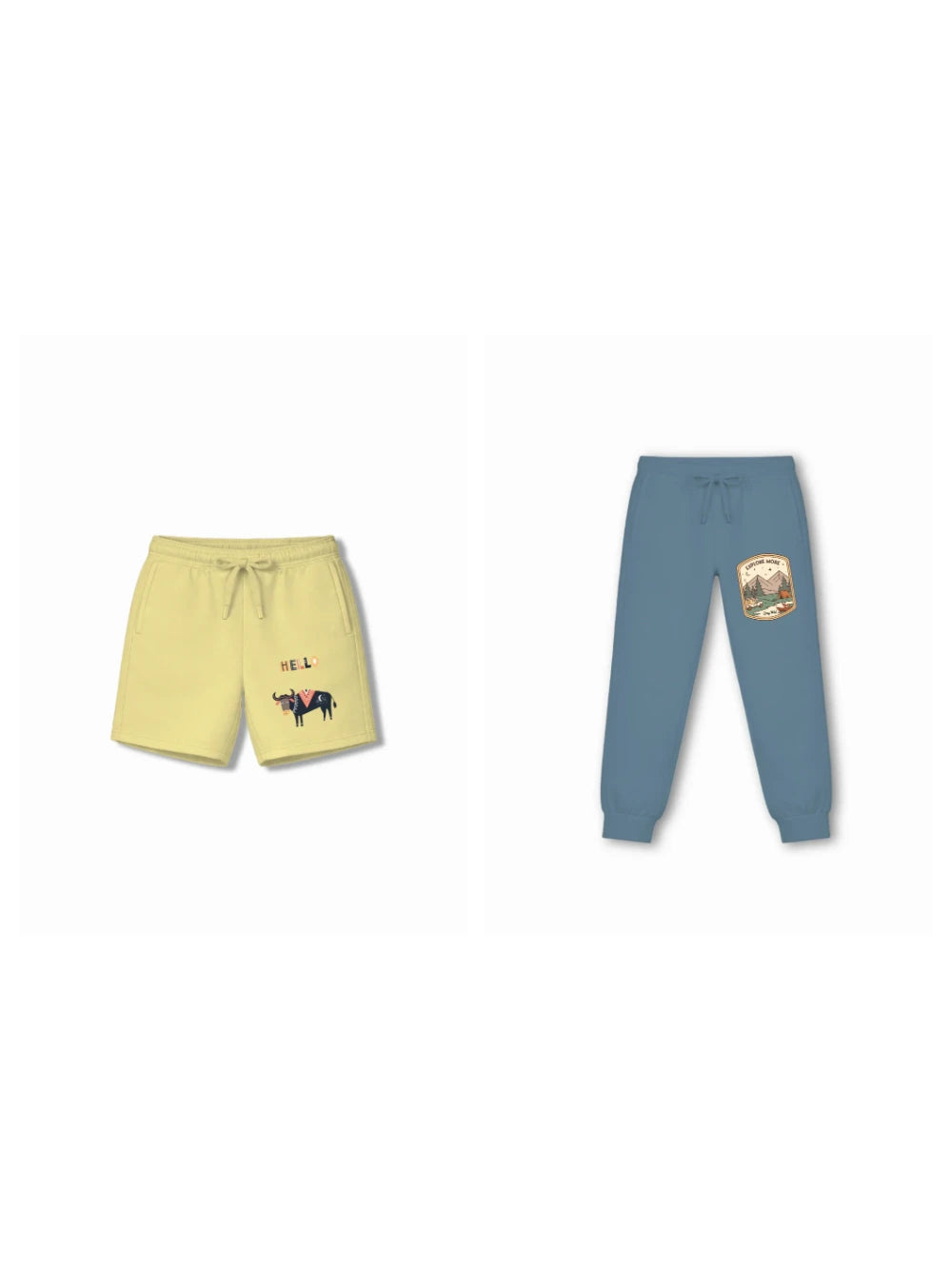 Eurasia Yellow & Dusty Blue Drop Shoulder T-shirt & Shorts Set Size 7-8 Years Bamboo Cotton ‚ Bambify India