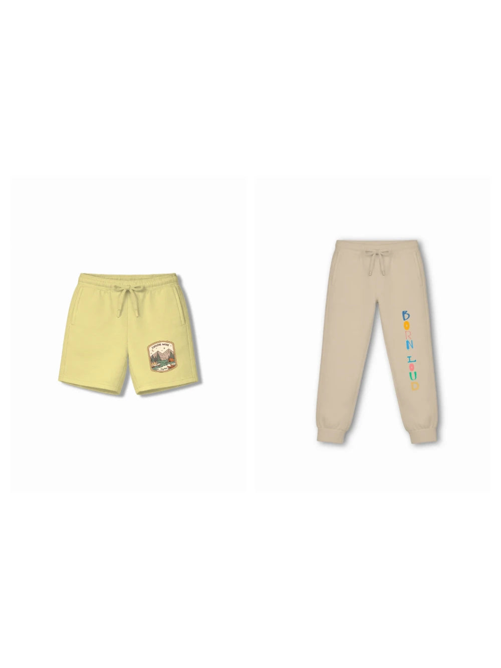 Bambify Kids Bottom 2 Piece Set Urban Style & Noise Yellow & Beige 3-4 Years bamboo cotton kids clothing India