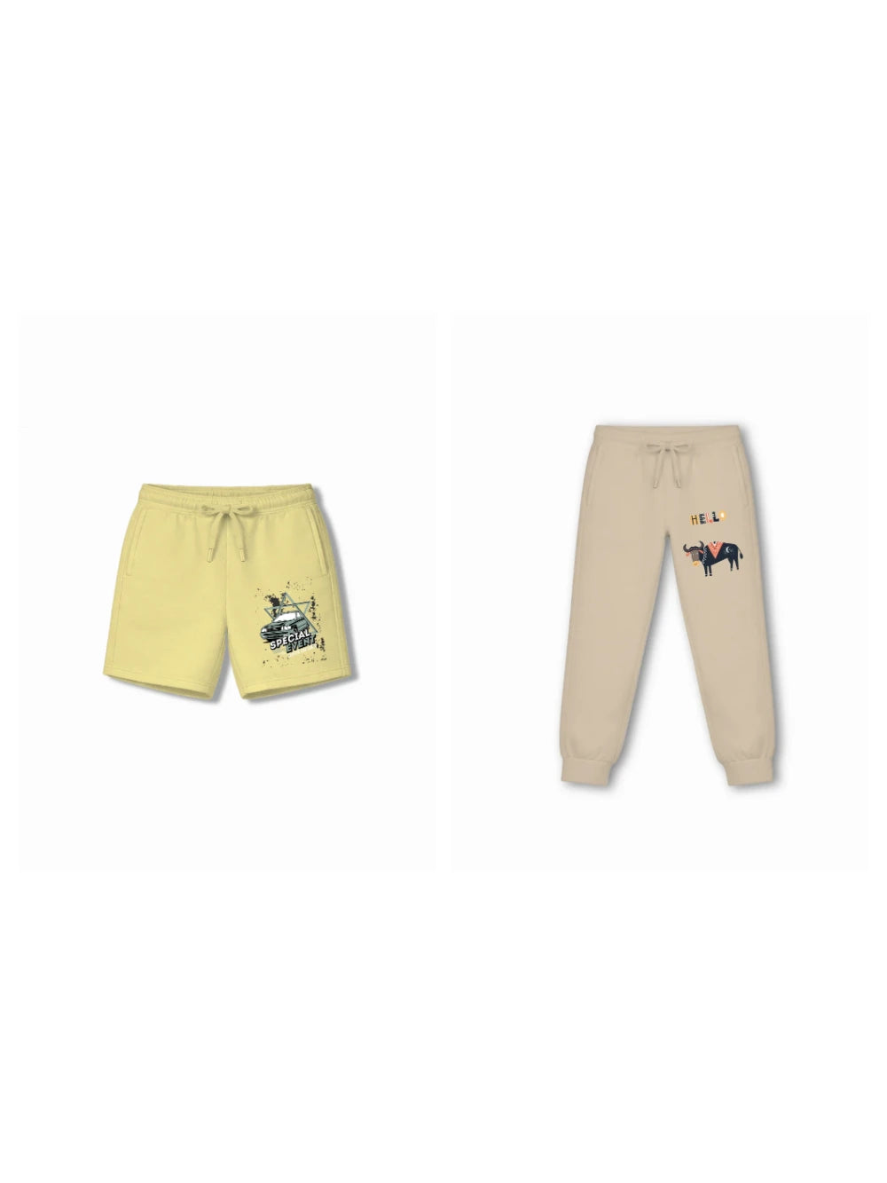 Super Fast Yellow & Dusty Blue Oversized T-shirt & Shorts Set Size 7-8 Years Bamboo Cotton ‚ Bambify India