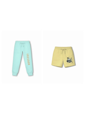 Bambify Kids Bottom 2 Piece Set Super Fast & Born to Ride Yellow & Light Blue 5-6 Years bamboo cotton kids clothing India