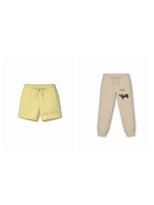 Bambify Kids Bottom 2 Piece Set Born to Ride & Eurasia Yellow & Beige 11-12 Years bamboo cotton kids clothing India
