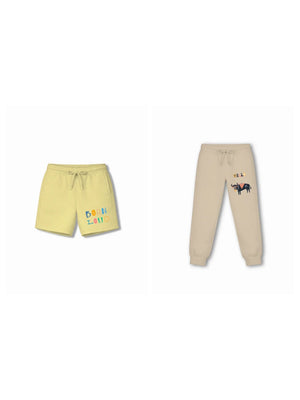 Bambify Kids Bottom 2 Piece Set Noise & Eurasia Yellow & Beige 5-6 Years bamboo cotton kids clothing India