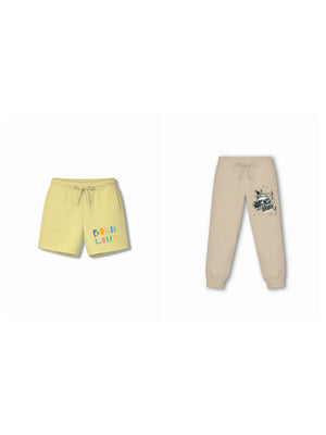 Noise Yellow & Dusty Blue Drop Shoulder Shorts Set Size 7-8 Years Bamboo Cotton ‚ Bambify India