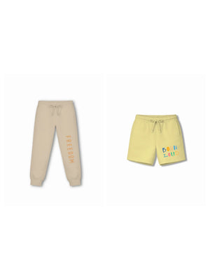 Born to Ride White & Beige Kids Tracks Set Size 7-8 Years Bamboo Cotton ‚ Bambify India