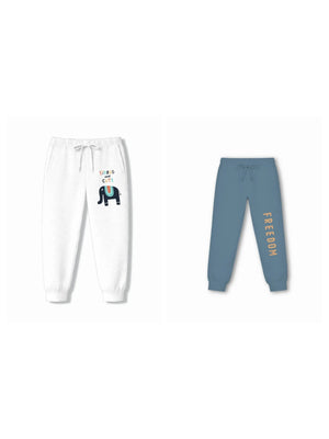 Bambify Kids Bottom 2 Piece Set Animal World & Born to Ride White & Dusty Blue 3-4 Years bamboo cotton kids clothing India