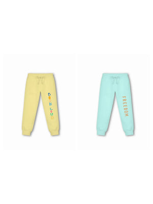 Bambify Kids Bottom 2 Piece Set Noise & Born to Ride Yellow & Light Blue 3-4 Years bamboo cotton kids clothing India