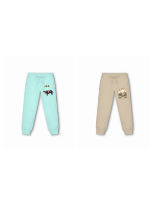 Bambify Kids Bottom 2 Piece Set Eurasia & Urban Style Light Blue & Beige 3-4 Years bamboo cotton kids clothing India