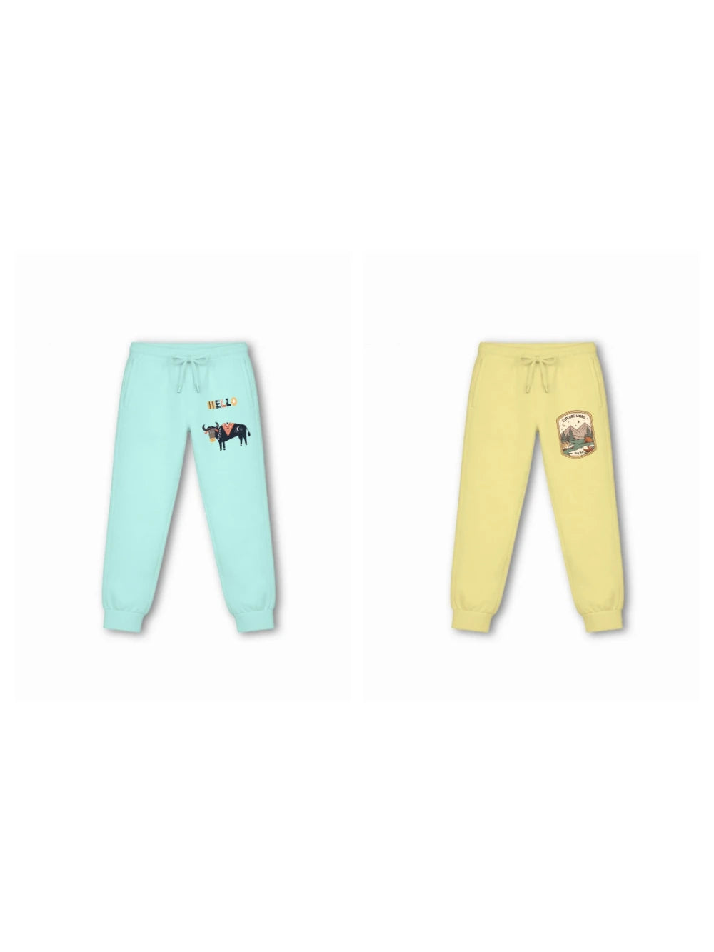 Bambify Kids Bottom 2 Piece Set Eurasia & Urban Style Light Blue & Yellow 7-8 Years bamboo cotton kids clothing India