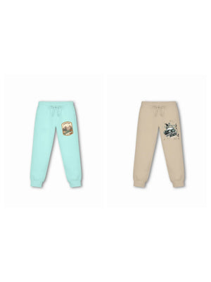 Bambify Kids Bottom 2 Piece Set Urban Style & Super Fast Light Blue & Beige 3-4 Years bamboo cotton kids clothing India