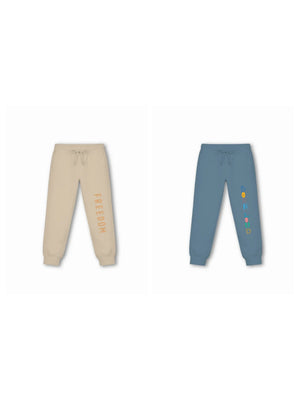 Born to Ride White & Beige Kids Tracks Set Size 7-8 Years Bamboo Cotton ‚ Bambify India
