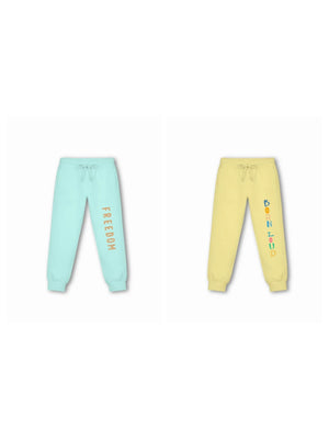 Bambify Kids Bottom 2 Piece Set Born to Ride & Noise Light Blue & Yellow 3-4 Years bamboo cotton kids clothing India