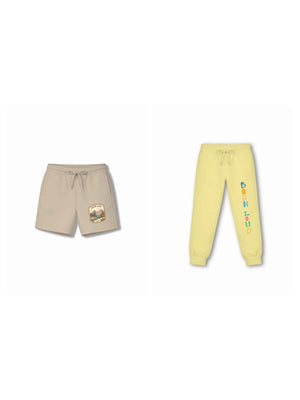 Urban Style White & Beige Low Shoulder T-shirt & Shorts Set Size 7-8 Years Bamboo Cotton ‚ Bambify India