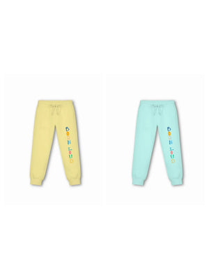 Bambify Kids Bottom 2 Piece Set Noise (Track with Belt) & Noise (Shorts with Belt) Yellow & Light Blue 3-4 Years bamboo cotton kids clothing India
