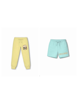 Bambify Kids Bottom 2 Piece Set Urban Style & Born to Ride Yellow & Light Blue 5-6 Years bamboo cotton kids clothing India