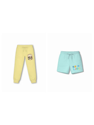 Bambify Kids Bottom 2 Piece Set Urban Style & Noise Yellow & Light Blue 9-10 Years bamboo cotton kids clothing India