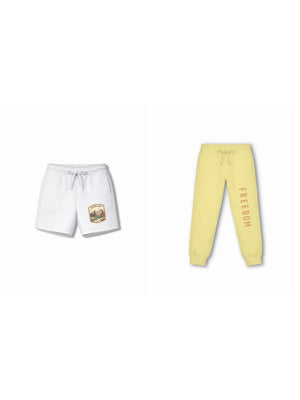 Urban Style Beige & White Low Shoulder T-shirt & Shorts Set Size 7-8 Years Bamboo Cotton ‚ Bambify India