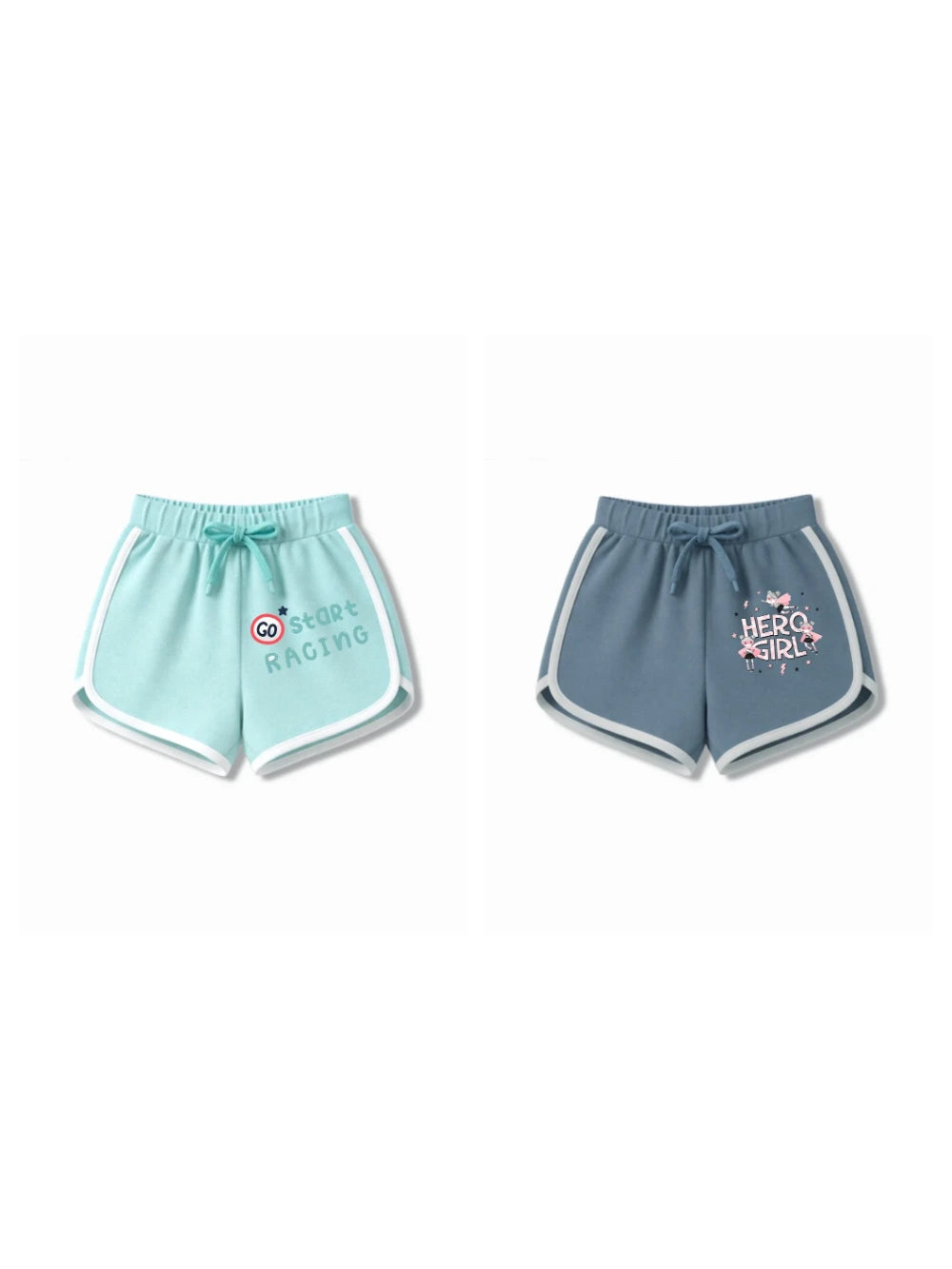 Bambify Kids Bottom 2 Piece Set F1 Racing & Super Girl Light Blue & Dusty Blue 7-8 Years bamboo cotton kids clothing India