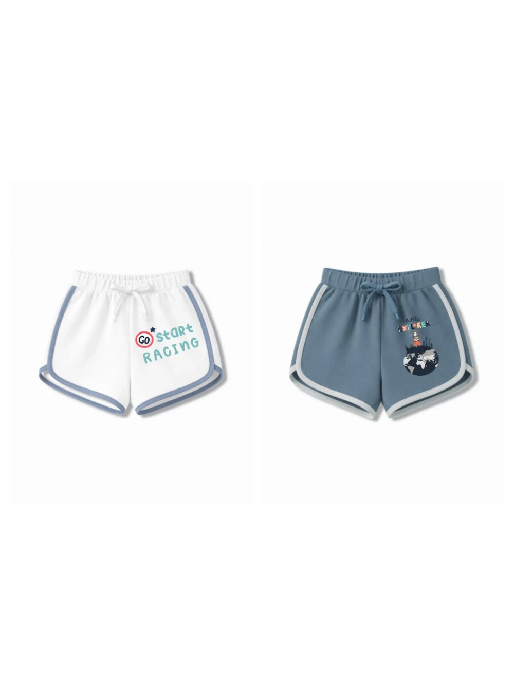 Bambify Kids Bottom 2 Piece Set F1 Racing & France White & Dusty Blue 7-8 Years bamboo cotton kids clothing India