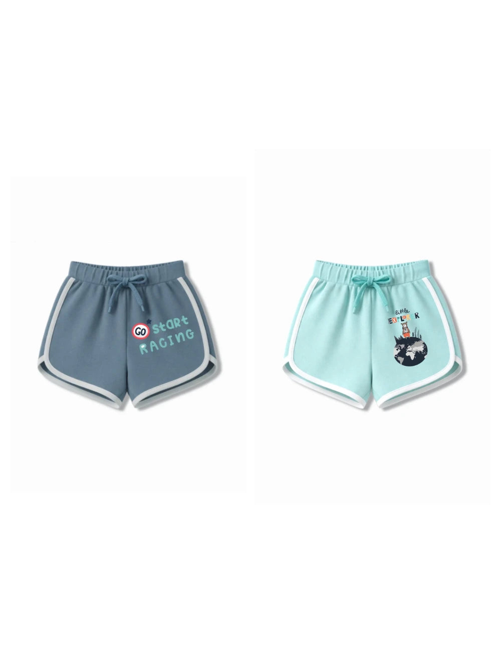 Bambify Kids Bottom 2 Piece Set F1 Racing & France Dusty Blue & Light Blue 9-10 Years bamboo cotton kids clothing India
