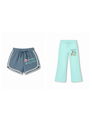 Bambify Kids Bottom 2 Piece Set F1 Racing & Art Dusty Blue & Light Blue 11-12 Years bamboo cotton kids clothing India