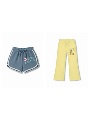 Bambify Kids Bottom 2 Piece Set F1 Racing & Art Dusty Blue & Yellow 7-8 Years bamboo cotton kids clothing India