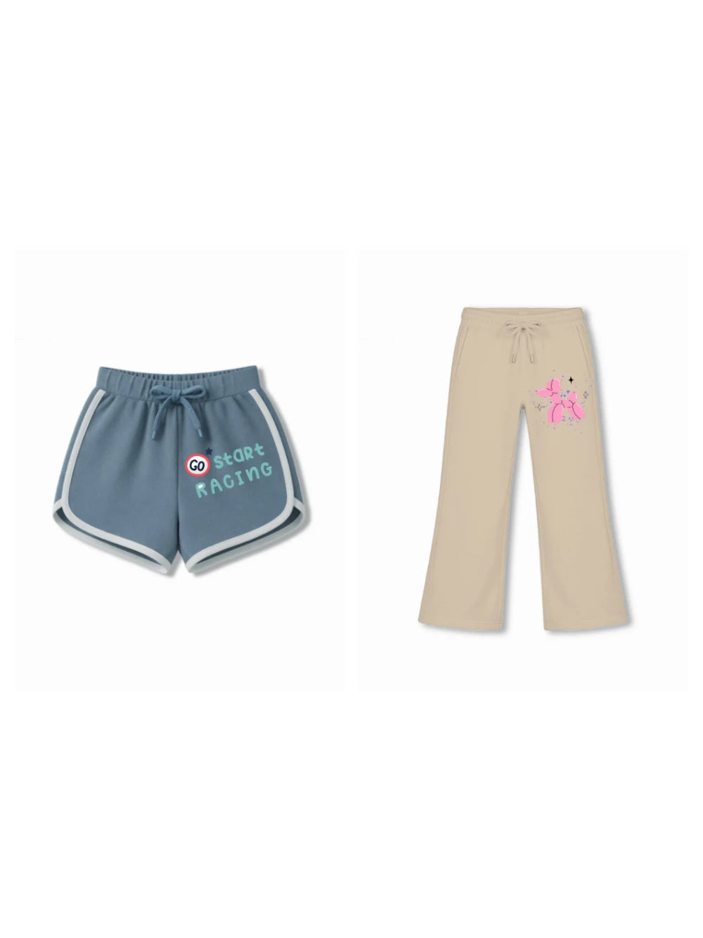 Bambify Kids Bottom 2 Piece Set F1 Racing & Tokyo Dusty Blue & Beige 11-12 Years bamboo cotton kids clothing India