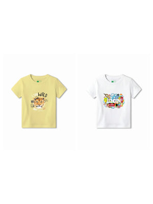 Bambify Kids T-Shirt Set London & The Lion White & Yellow 11-12 Years bamboo cotton kids clothing India