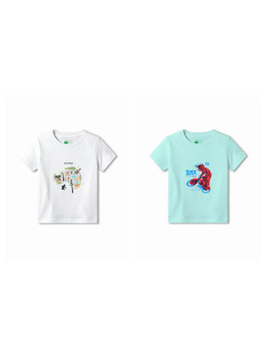 Bambify Kids T-Shirt Set Australia & BMX Racing White & Light Blue 9-10 Years bamboo cotton kids clothing India