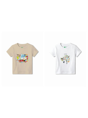 Bambify Kids T-Shirt Set Australia & London White & Beige 5-6 Years bamboo cotton kids clothing India