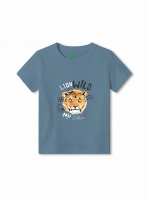 The Lion Dusty Blue & Yellow Kids Shorts Set Size 5-6 Bamboo Cotton ‚ Bambify India