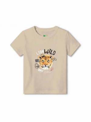 Bambify Kids T-Shirt Set Taekwondo & The Lion White & Beige 7-8 Years bamboo cotton kids clothing India