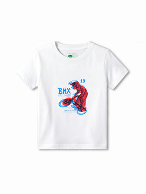 Bambify Kids T-Shirt Set BMX Racing & Taekwondo White & Light Blue 7-8 Years bamboo cotton kids clothing India