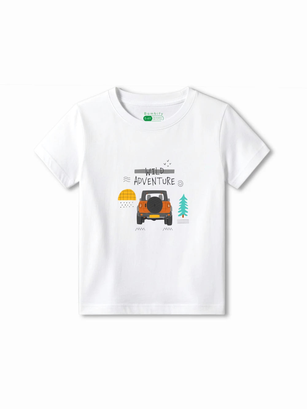 Bambify Kids T-Shirt Set Wild Adventure & Eurasia White & Dusty Blue 7-8 Years bamboo cotton kids clothing India