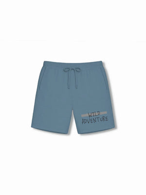 Wild Adventure Light Blue & Dusty Blue Kids Tshirt & Shorts Set Size 7-8 Bamboo Cotton ‚ Bambify India