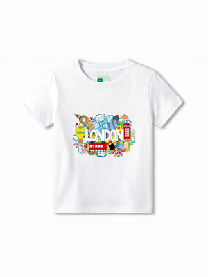 Bambify Kids T-Shirt Set London & F1 Racing White & Yellow 5-6 Years bamboo cotton kids clothing India