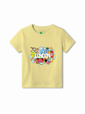 Bambify UV Safe All Climate Kids Tshirt Set ‚ London Yellow & Beige Bamboo Cotton Bambify India Yellow 5-6 Years bamboo cotton kids clothing India