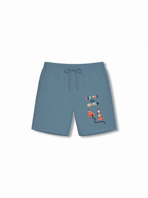 Australia Light Blue & Dusty Blue Kids Shorts Set Size 7-8 Bamboo Cotton ‚ Bambify India