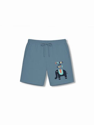 Animal World Light Blue & Dusty Blue Kids Shorts Set Size 7-8 Bamboo Cotton ‚ Bambify India