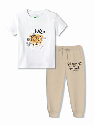 The Lion White & Beige Kids Tracks Set Size 3-4 Years ‚ Bambify India
