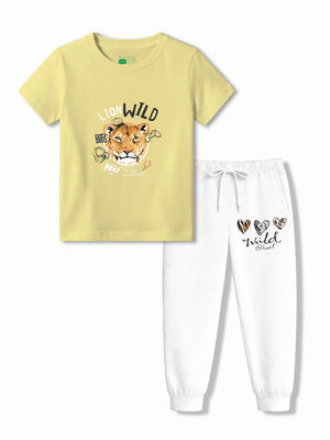 The Lion Yellow & White Kids Tracks Set Size 3-4 Years ‚ Bambify India