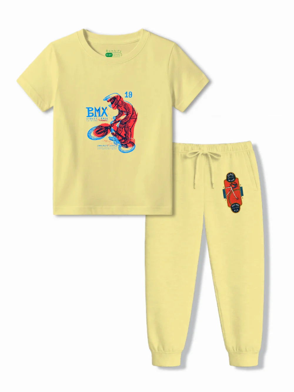 BMX Racing Yellow Kids T-Shirt & Tracks Set Size 3-4 Years ‚ Bambify India
